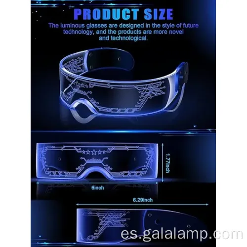 Gafas de barra de sonido iluminadas de colores de ciencia ficción